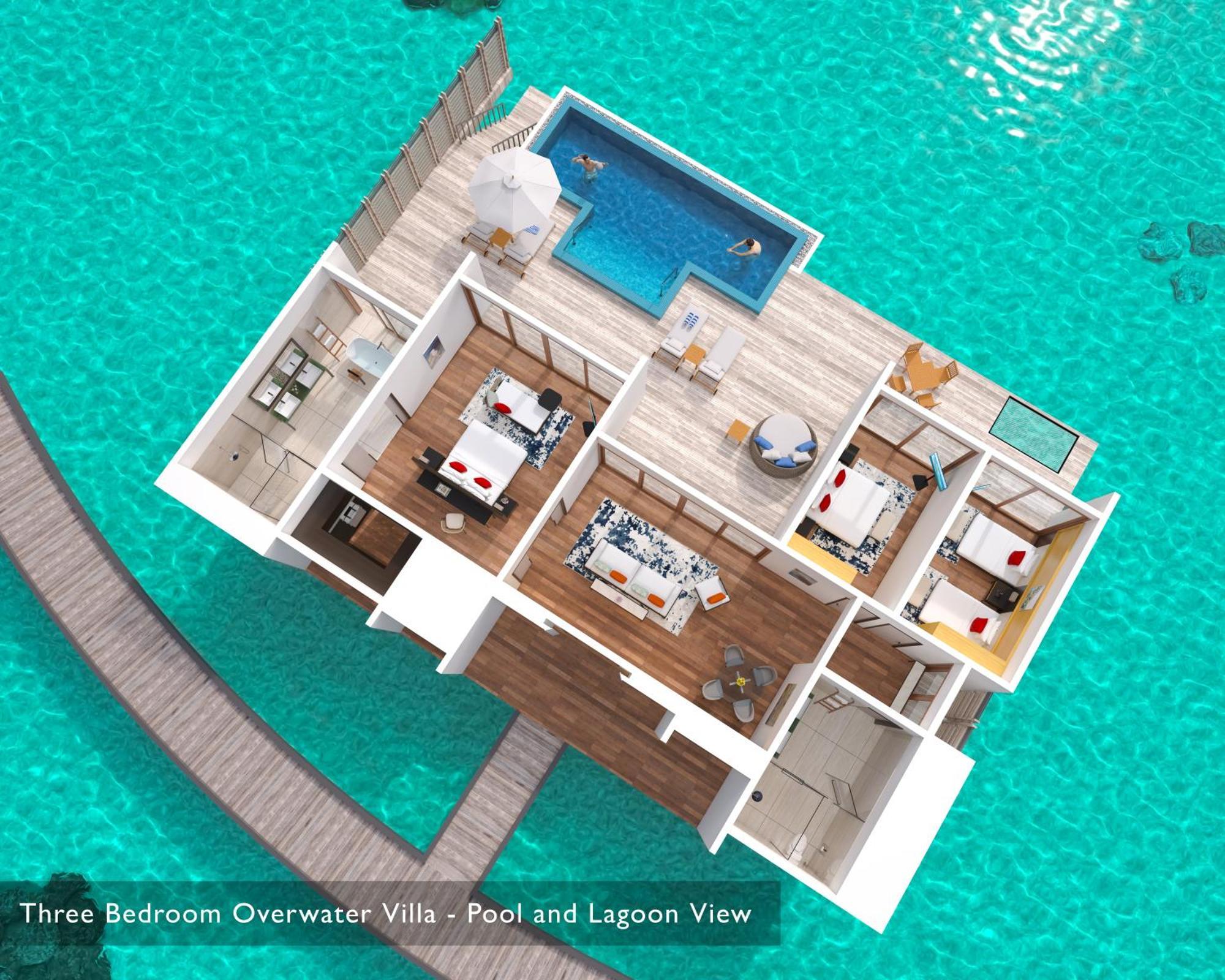 Three Bedroom Sunset Water Villa private pool & access to VIP seaplane lounge on arrival $50 Spa credit & kids &