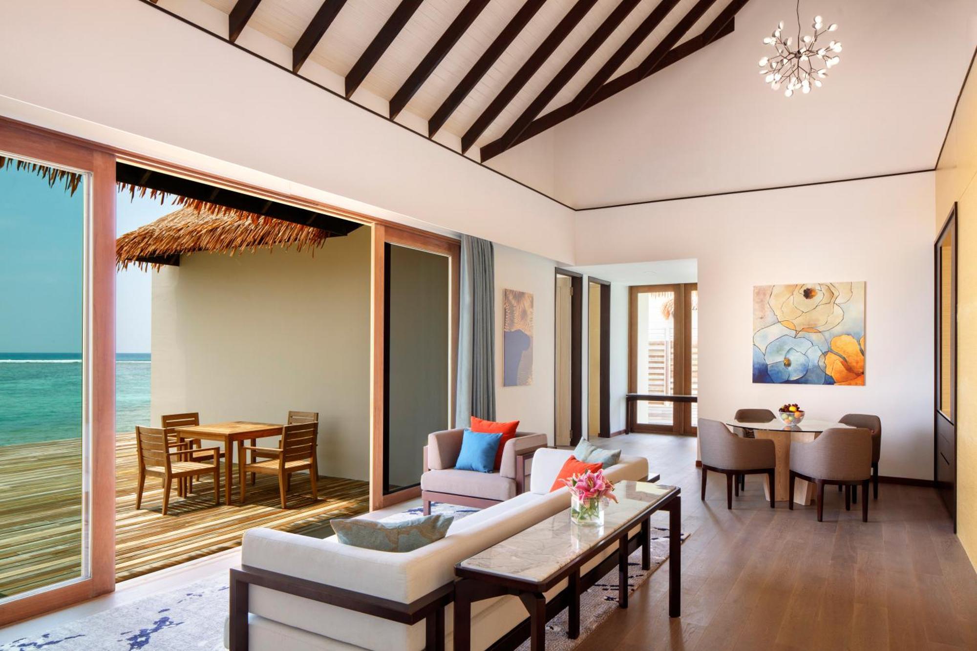 Three Bedroom Sunset Water Villa private pool & access to VIP seaplane lounge on arrival $50 Spa credit & kids &