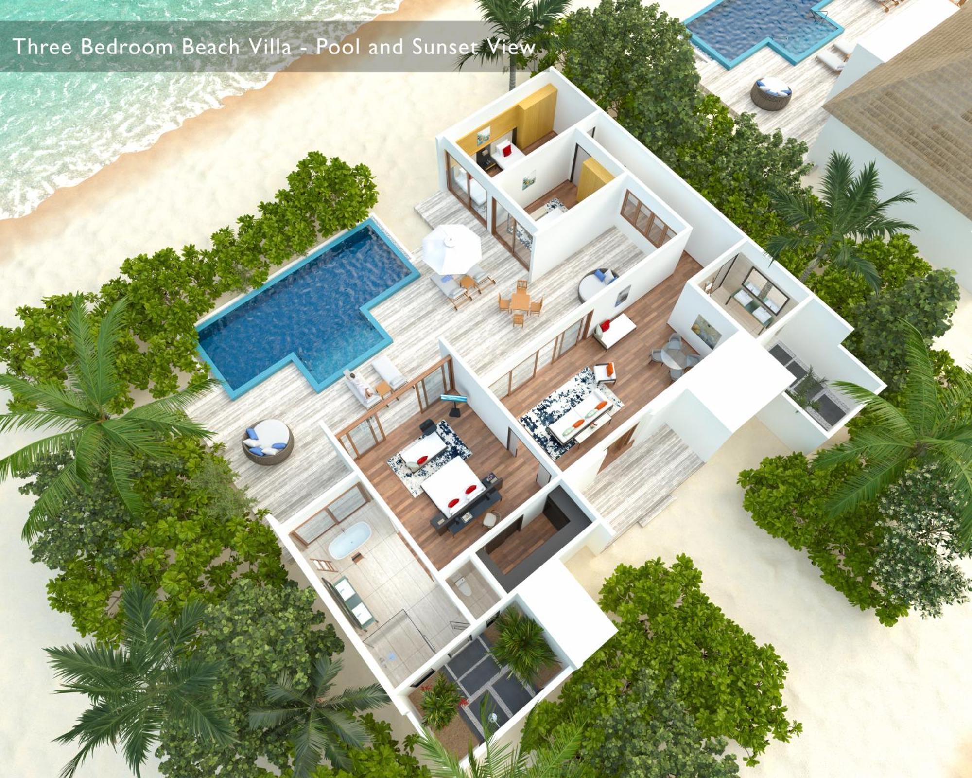 Three Bedroom Sunset Beach Villa private pool & access to VIP seaplane lounge on arrival $50 Spa credit & kids &