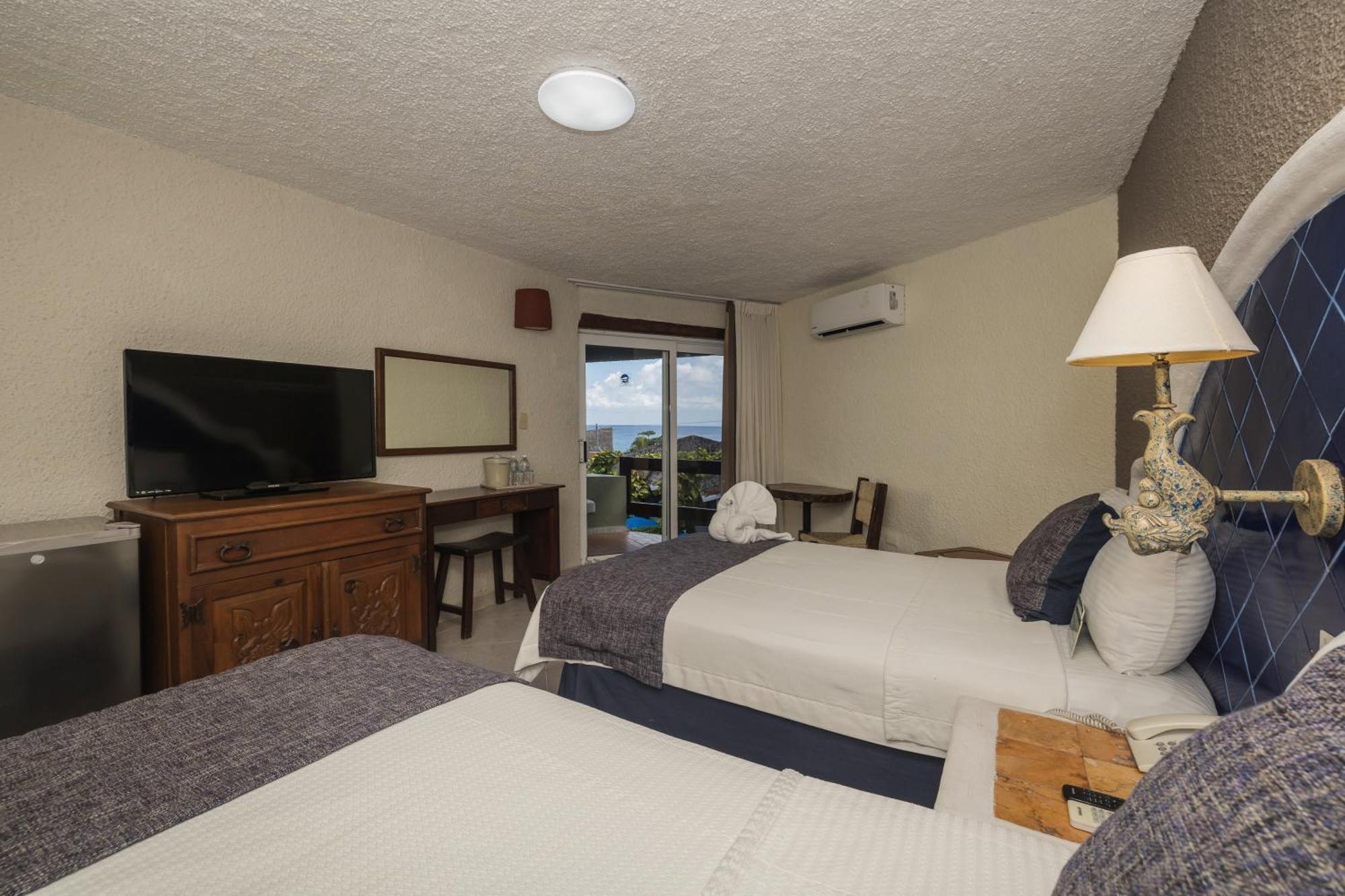 Ocean View room balcony compact refrigerator